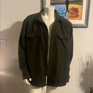 Men's Olive Green Button Shirt Jacket